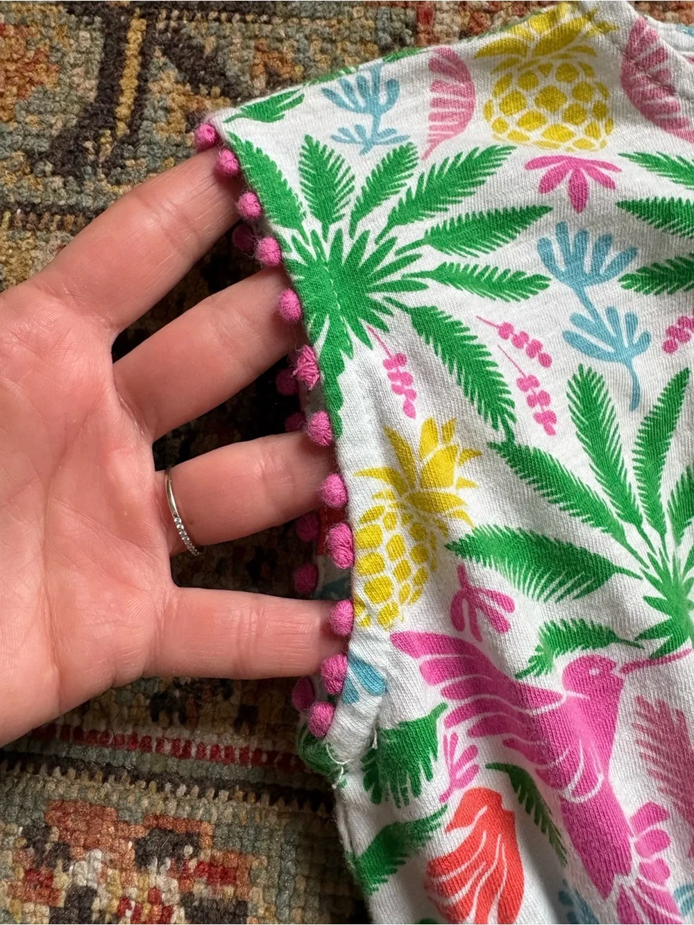 Mini Boden | Colorful Parrot & Palm Print Dress | Cotton | Pockets | 6-7 years - Picture 5 of 9